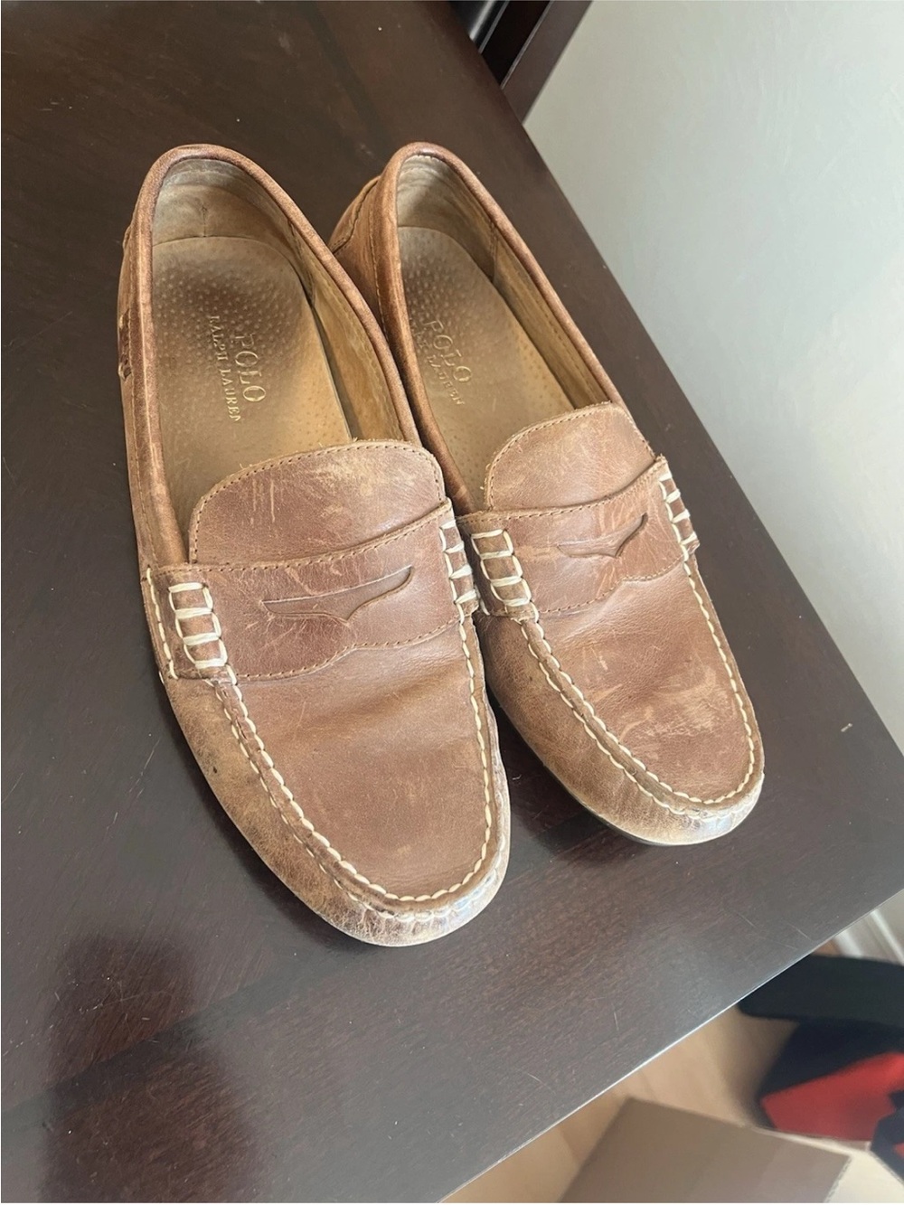 Men’s Polo by Ralph Lauren Cognac Leather Penny Loafers size 9.5